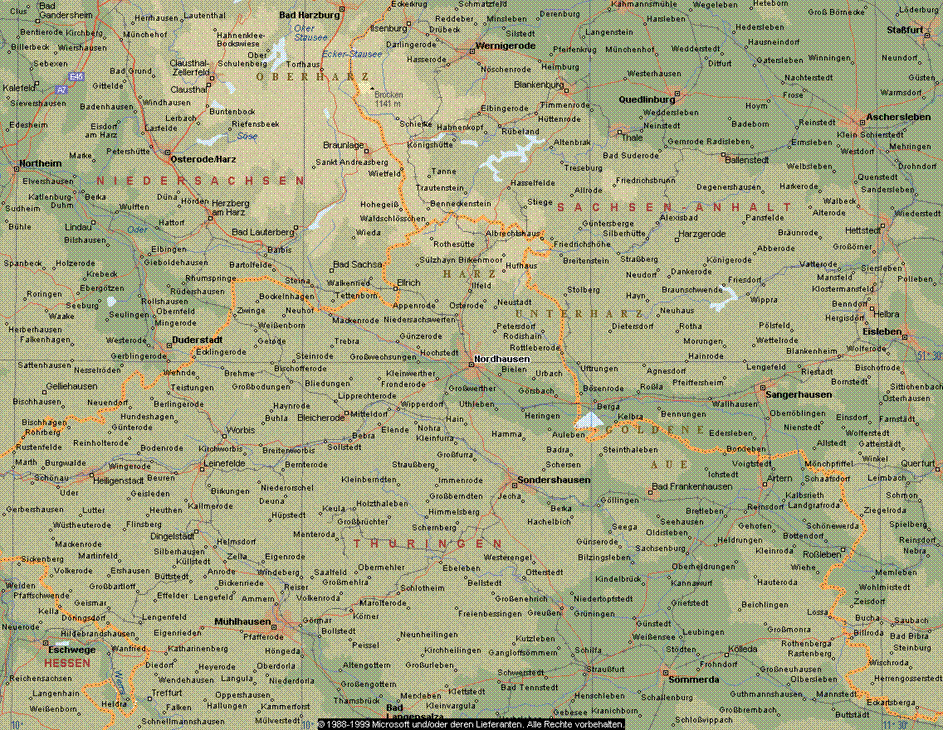 Nordhausen - Topographische Karte (Wegbeschreibung zur Firma JIS Jödicke Info-Service)